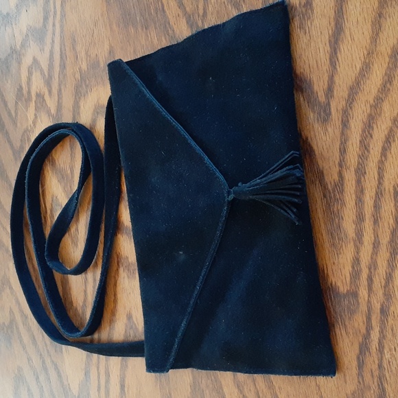 Roost black suede tasseled crossbody bag - Picture 7 of 10